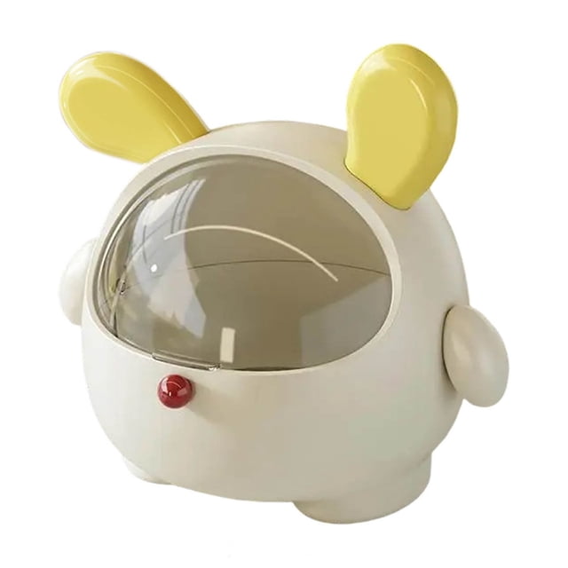 PRETXORVE Cute Desktop Trash Can with Lid Cute Style Desktop Waste Bin Portable Tabletop Dustbin Storage for Home and Office