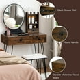 thumbnail image 6 of Gymax Vanity Table Set Lighted Mirror Storage Drawer Shelf Cushion Stool Rustic Brown, 6 of 9