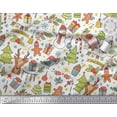 thumbnail image 2 of Soimoi Poly Georgette Fabric Gift Box,Snowman & Tree Christmas Print Fabric by Yard 42 Inch Wide, 2 of 3