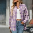 thumbnail image 2 of vigerkar Women's Oversized Casual Shirts Long Sleeve Button Down Plaid Shirt Business Office Work Blouse Top (Purple, M), 2 of 8