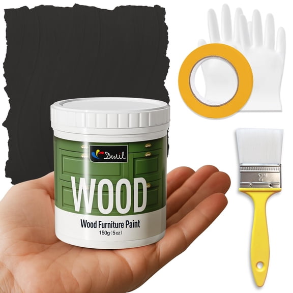DWIL Matte Finish Furniture Paint - 5 Oz All-in-One Kit for Cabinets, Doors, Tables, and Dressers Refinishing - Water-Based, Non-Toxic & Odorless, Easy to Apply(Black)