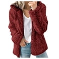 thumbnail image 1 of 2DXuixsh Vestes pour Femmes Mode Manteau Chaud pour Dames Veste d'Hiver Col Rond Solide Longue Vêtement d'Extérieur Chaud Coupe-Vent d'Hiver Décontracté Mode Vestes Rouge Taille m, 1 of 7