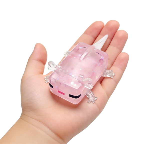 Glitter Maltose Axolotl Squeeze, Pink TPR Rubber Stress Relief Decor, Simulated Salamander Fidget Accent for Anxiety Relief, Portable Accent for Tiny Tots, Father's Day Gift, 1pc