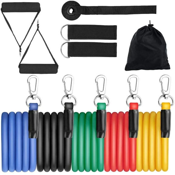 AWECOT Resistance Bands Set(11pcs), Exercise Bands with Handles,Workout Bands with Door Anchor & Ankle Straps for Resistance Training,Physical Therapy,Home Workouts,Design for Men and Women