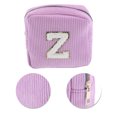 thumbnail image 4 of Unique Bargains 1 Pc Letter Z Pattern Makeup Bag for Travel Pink Purple Corduroy, 4 of 6