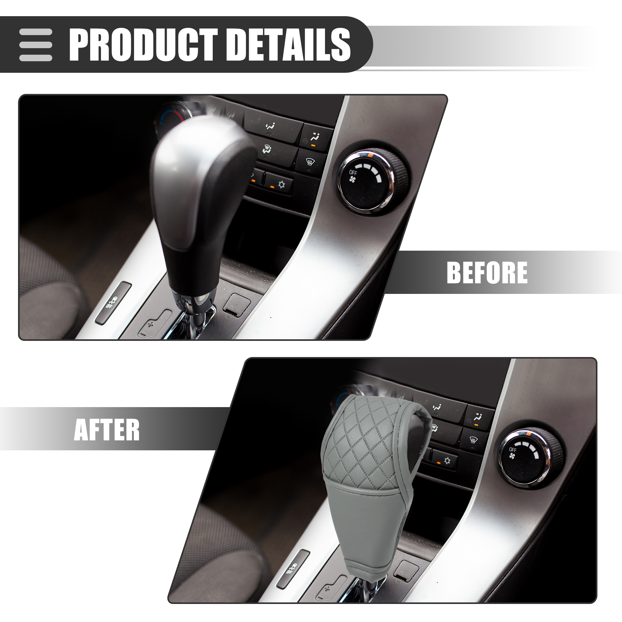Unique Bargains Universal Car Gear Shift Cover Knob Cover Automatic Faux Leather Gray