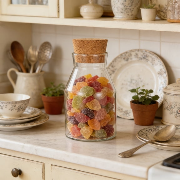 Cevemin Clear Glass Jar with Cork Lid - Food Grade Storage Container for Tea Coffee Beans Kitchen Pantry Organization