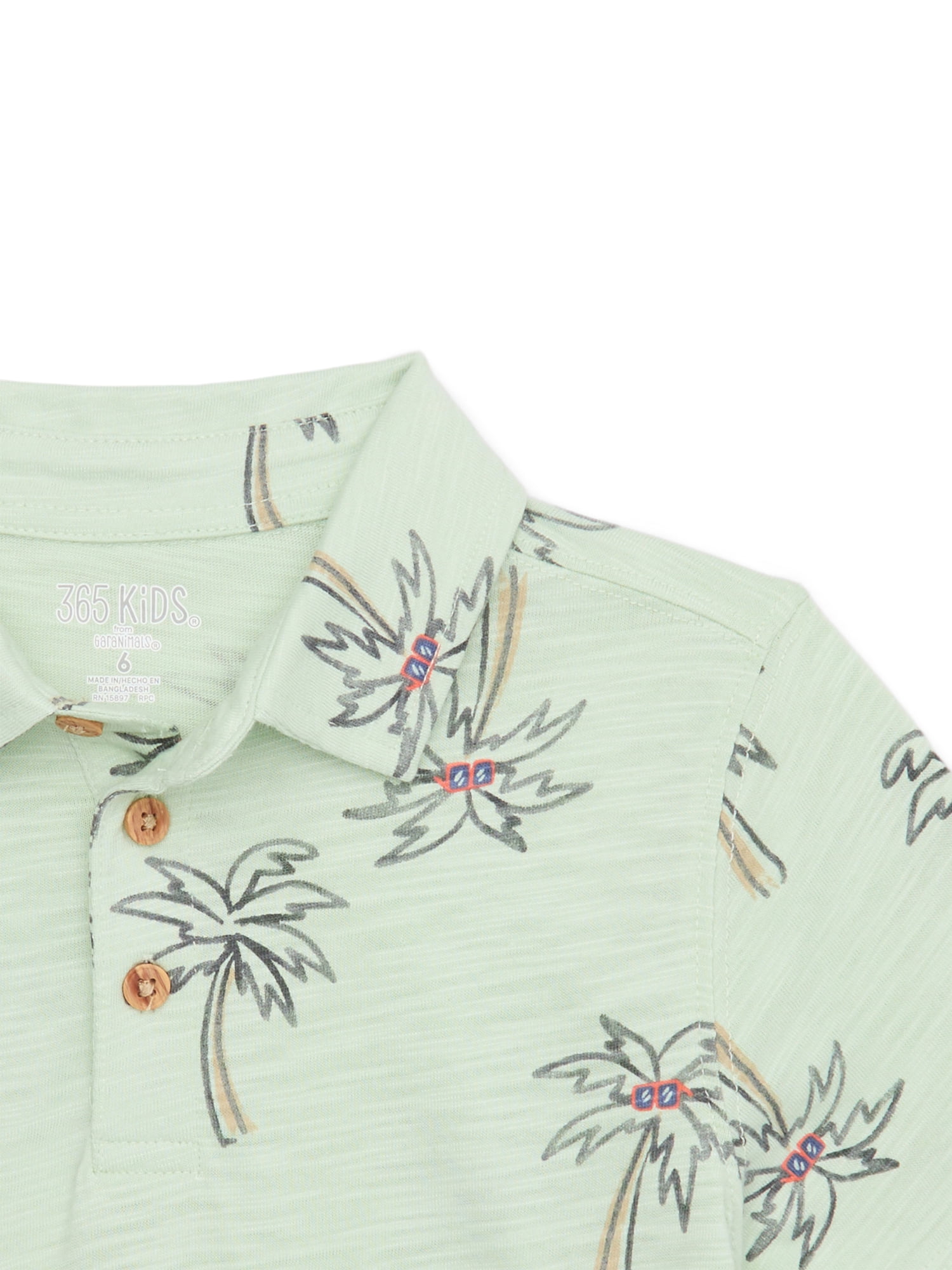 365 Kids by Garanimals Boys Mix and Match Short Sleeve Print Polo, Sizes 4-10
