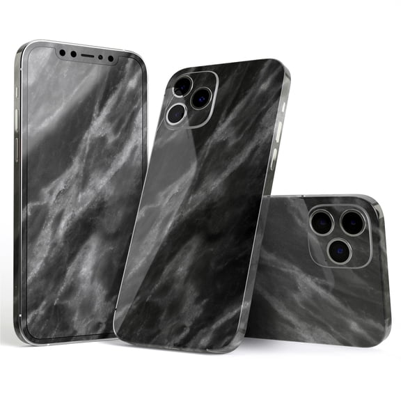 DesignSkinz Black and Chalky White Marble Full-Body Skin Decal Wrap Cover for iPhone 16