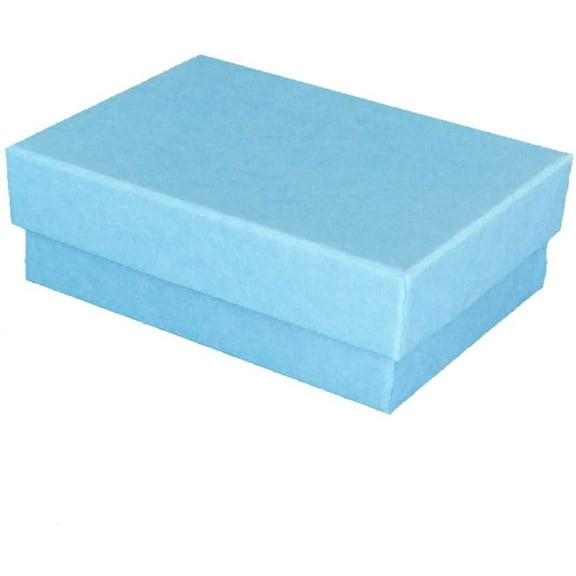888 Display - Pack of 20 Boxes of 3" x 2 1/8" x 1"H Light Blue Kraft Cotton Filled Jewelry Boxes