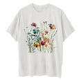 thumbnail image 6 of Raeneomay Oversized T Shirts for Women Fashion Summer Round Neck Drop Sleeves Leisure Short Sleeve Flower Printing Tops, 6 of 6