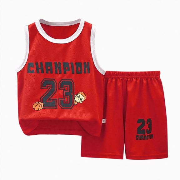 Ulanda Toddler Baby Boys Basketball Outfit Toddler Kids Sports Shorts Set Summer Clothes Tank Top Track Shorts (Red, 3-4 Years)