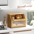thumbnail image 6 of Bread Box for Kitchen Countertop Bin Double Layer Bread Box Storage Container Extra Large Capacity Farmhouse with Diamond Pattern Windows (Natural, Large), 6 of 14