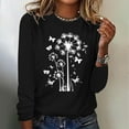 thumbnail image 2 of hxobax Women Casual Crewneck Tops Fall Long Sleeve Tshirt Dandelion Floral Tunic Cute Pullover Shirt, 2 of 5