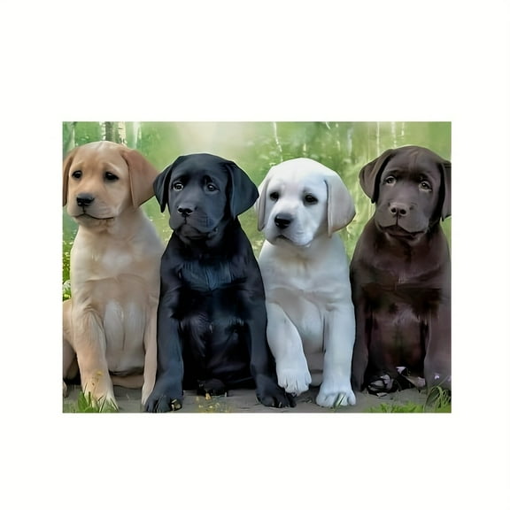 5D Diamond Painting Kits for Adults Four Cute Puppies Full Drill DIY Diamond Art for Adults Beginners Picture Art Crystal Painting for Home Wall Decor