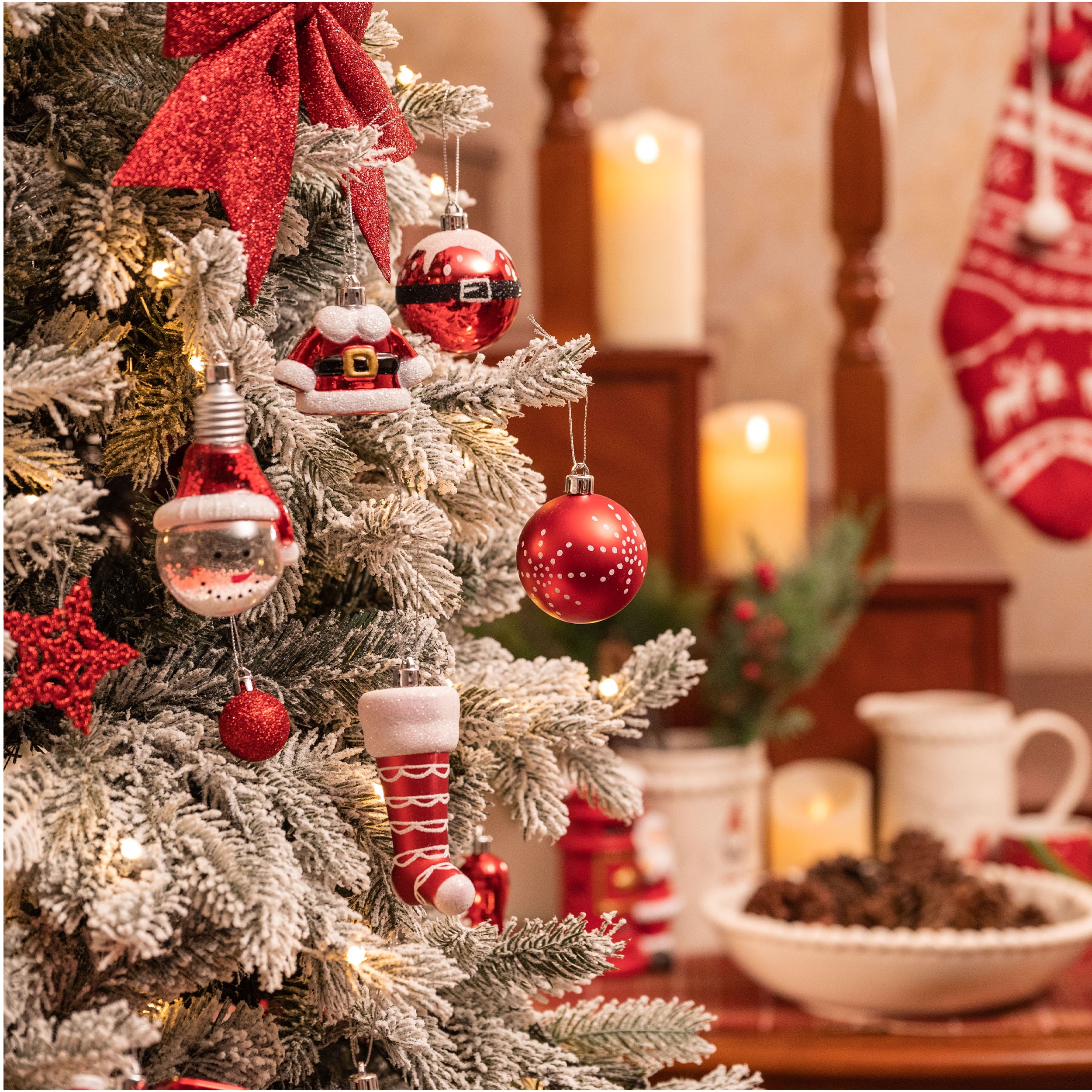 Valery Madelyn Christmas Tree Ornaments 70ct Red and White