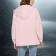 thumbnail image 4 of Lightweight Rain Jacket Women, Yigetop Female Solid Color Hooded Sun Clothing Jacket Lightweight Close Fitting Sports Outdoor Long Sleeve Zipper Jacket Rain Coats for Women Pink XL, 4 of 5