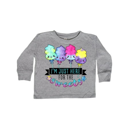 

Inktastic I m Just Here for the Sweets with Spun Sugar Candy Gift Toddler Boy or Toddler Girl Long Sleeve T-Shirt