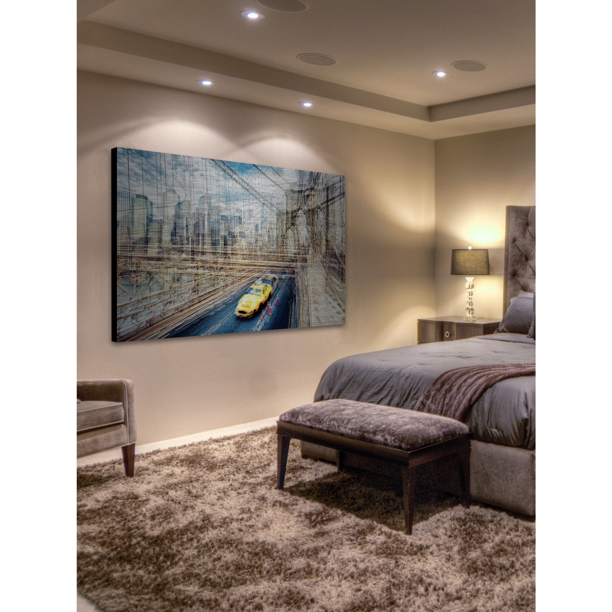 "The East River" Painting Print on Brushed Aluminum