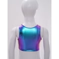 thumbnail image 5 of iixpin Big Girls Shiny Metallic Camisole Tank Tops Jazz Hip Hop Dance Costume Party Fancy Vest Tee Blue 2-6, 5 of 7