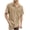 Khaki-1, variant on Mens Nightgown Henley Y-Neck Night Shirt for Sleeping Short Sleeve Loose Kaftan Soft Sleepwear with Pockets
