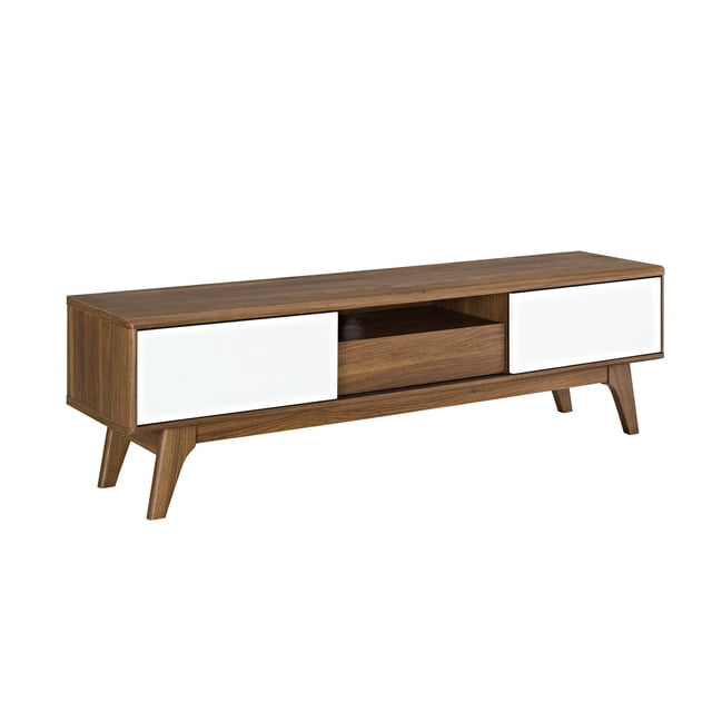 Modway Envision 59 Inch Entertainment Center TV Stand, Walnut White