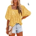 thumbnail image 4 of Blusa informal para Mujer Qarigey jersey plisado estampado Floral para niñas transpirable hogar escuela Amarillo L, 4 of 6