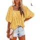 thumbnail image 4 of Blusa informal para Mujer Qarigey jersey plisado estampado Floral para niñas transpirable hogar escuela Amarillo L, 4 of 6