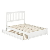 Everett Full Wood Platform Bed with Panel Footboard and Twin Trundle in White