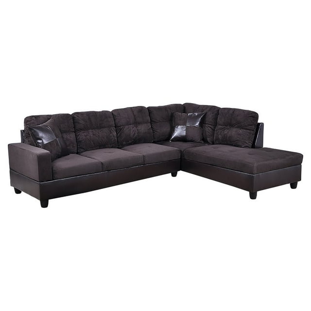 Star Home Living Corp Chris Microfiber Fabric Right Facing Sectional in Espresso