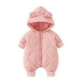 thumbnail image 2 of LYHao Girls Down Jumpsuit Infant Winter Wear Baby Thermal Romper Snowsuit Thickened Warm Outfit Full Cozy Girls Down Coats,Sizes 18-24 Months, 2 of 4