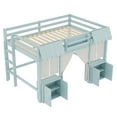 thumbnail image 6 of Full Loft Bed with Built-in Bookshelf, Curtain, and Storage Shelf Amusement Park-Inspired Playful Design Safety Guardrails, Blue, 6 of 18