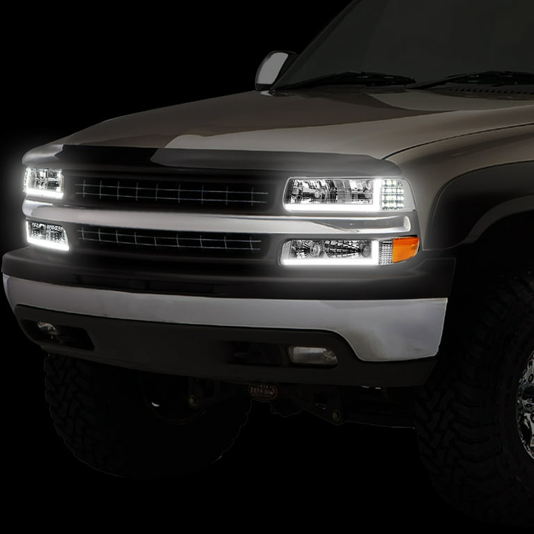 LED DRL Fit For 99-02 Chevy Silverado 1500 2500 HD Headlight+Bumper Lamps Chrome - Foto 6