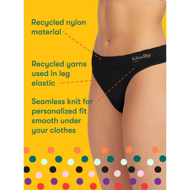 Kindly Yours Women's Sustainable Seamless Thong Panties, 6-Pack - Walmart .com