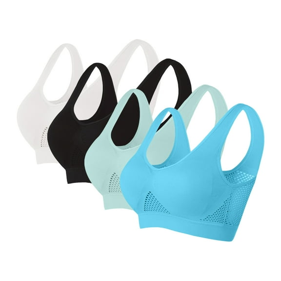 4Pcs Seamless Sports Bra Wirefree Yoga,Turquoise Tops For Women Womens Plus Tops