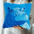 thumbnail image 5 of Latch Hook Pillow Kits Cartoon Cute Hippo Stamped DIY Handamade Pillowcase Crochet Yarn Hook and Latch Emboridery Throw Pillow cover for Home Sofa Decor 43x43cm(11), 5 of 8