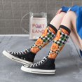 thumbnail image 5 of Naloa Autumn Pumpkins Gingham Thigh High Socks Extra Long Stretchy Sock Women Over Knee High Opaque Stocking Daily Wear, 5 of 6