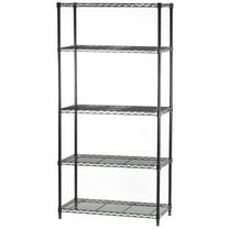 Shelving Inc. 18" d x 48" w x 54" h Black Wire Shelving with 5 Tier Shelves, Weight Capacity 300lbs Per Shelf