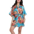 thumbnail image 4 of Defitshape Women's Satin Bathhrobe Soft Robe Summer Lightweight V Neck Silke ThinKimono Short Casual Cool Blue Large, 4 of 4