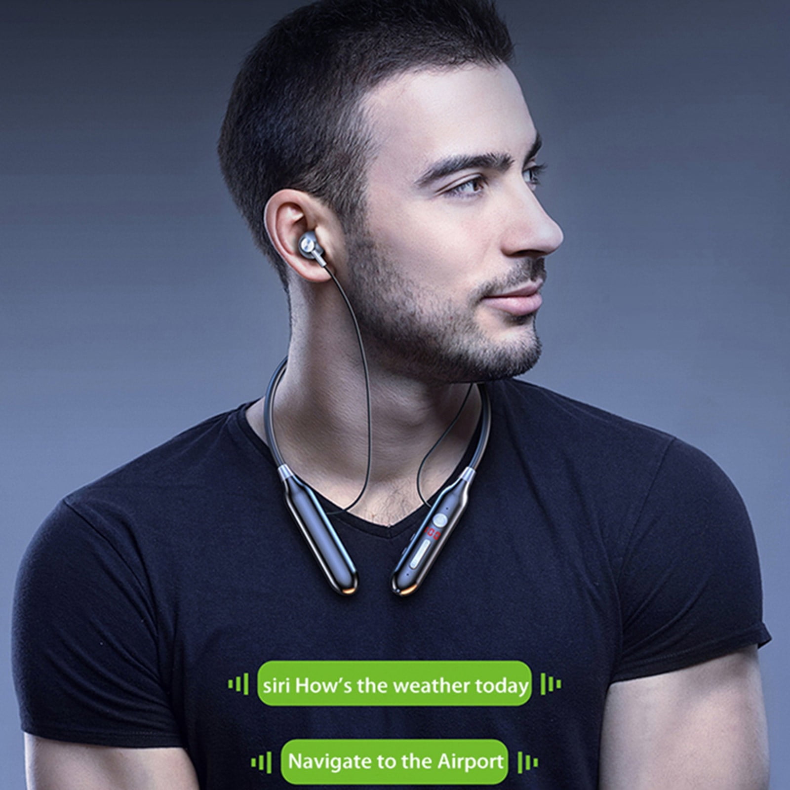 Wireless Earbuds, Bluetooth Ear Buds with Big Bass Stereo Sound, 48 Hours Playtime, Lightweight in-Ear Fit Earphones, IPX7, Hands-Free Calls with AI for iPhone, Android, Pad, Sports, Workout - Black
