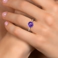 thumbnail image 4 of Gem Stone King 10K Two Tone Gold Purple Amethyst and Lab Grown Diamond Engagement Ring for Women | 3.55 Cttw | Round 10MM | Gemstone February Birthstone | Size 8, 4 of 6