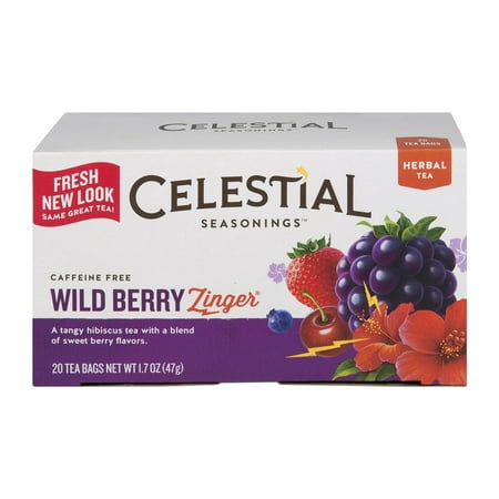 Black Cherry Berry Herb Tea - (6 Boxes) Celestial Seasonings Herbal Tea, Wild Berry Zinger, 20 Count