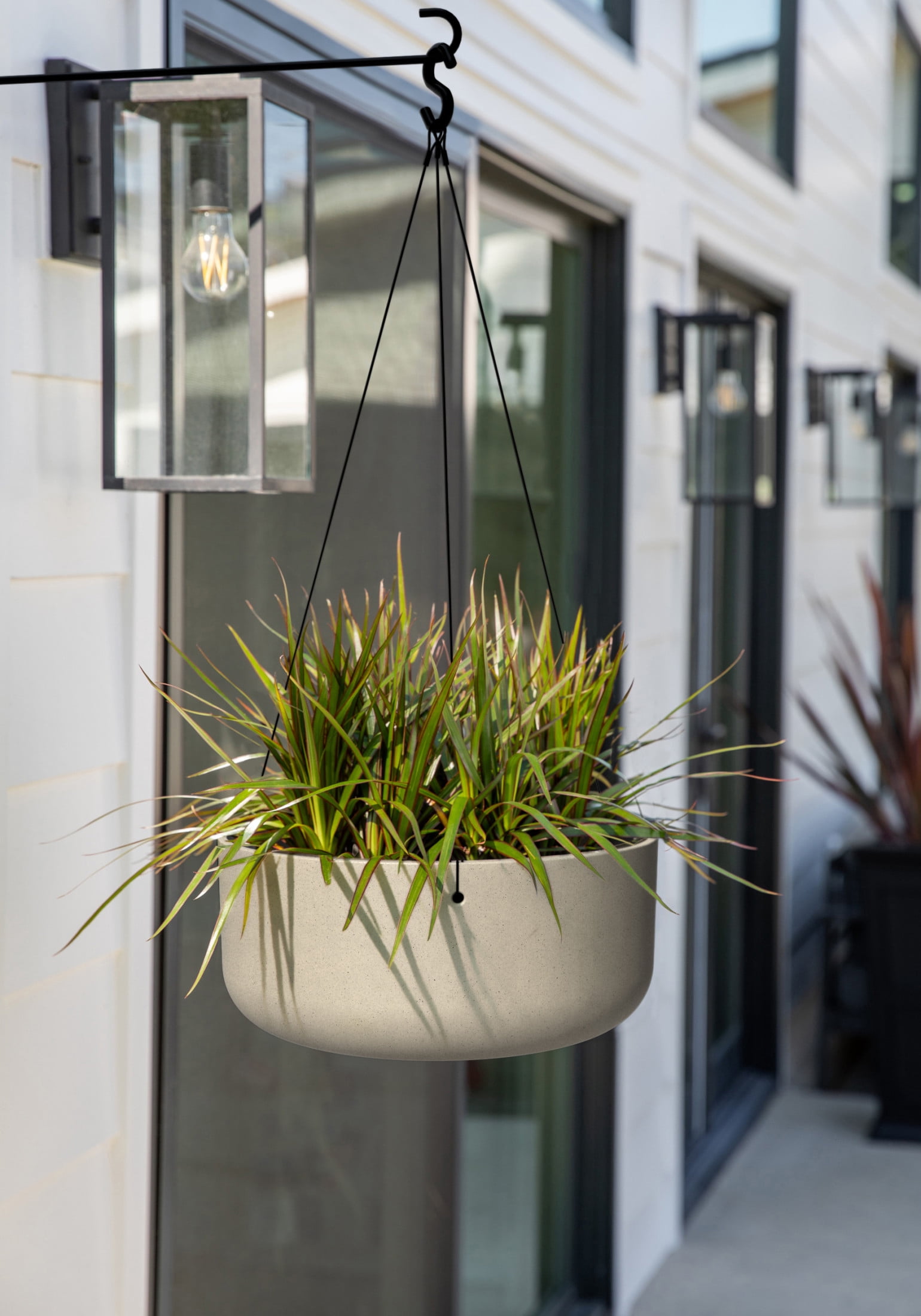 Veradek Mason Series Hanging Kona Bowl 14" Plastic-Stone Planter 2-Pack Sand