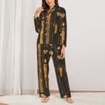 thumbnail image 2 of Sikiie Ancient Egyptian Hieroglyph Pajamas Set Long Sleeve Sleepwear Womens Button Down Nightwear Pj Sets-, 2 of 7