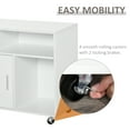 thumbnail image 4 of HOMCOM Printer Stand Home Office Mobile Storage Cabinet Organizer Desktop with Caster Wheels, 2 Locking Breaks and Drawer, White, 4 of 9