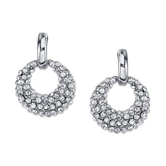 2028 Jewelry Clear Pave Crystals Mini Open Hoop Earrings