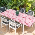 thumbnail image 2 of Pink Flamingo Table Cloths for 8 Foot Rectangle Tables, Summer Animals Patio Waterproof Elastic Fitted Tablecloths, Washable Rectangular Table Cover for Camping, 2 of 8