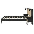 thumbnail image 5 of Luxurious Queen Platform Bed Frame, Solid Wood Headboard with 2 Built-in Wall Sconces & Nightstands, 3-Piece Set Queen Bed Frame for Living Room, Black, 5 of 9