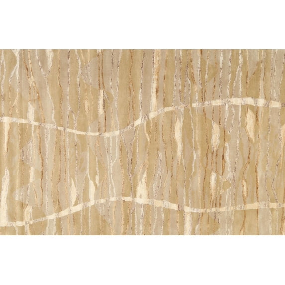 Ahgly Company Indoor Rectangle Contemporary Sand Brown Abstract Area Rugs, 7' x 10'