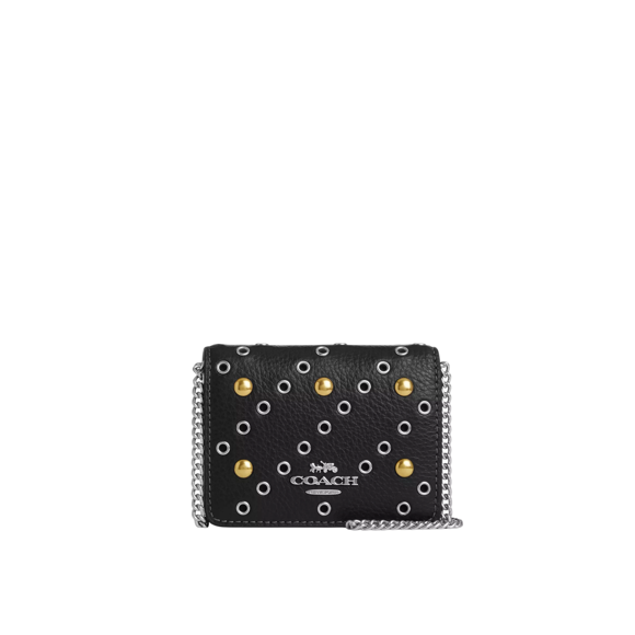 Cartera Coach Mini Wallet On a Chain Con Rivets Para Mujer